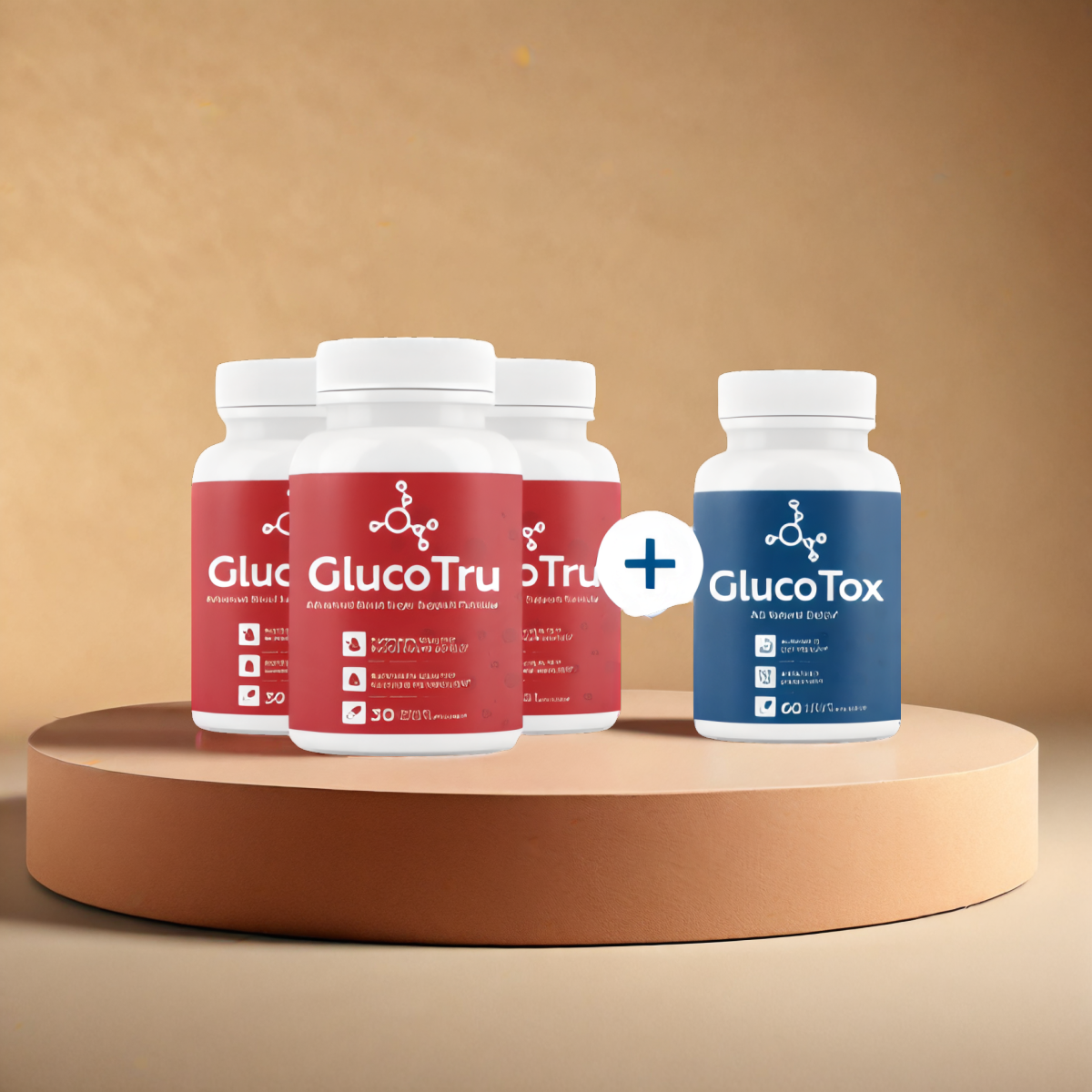 GlucoTru - 3 bottles + 1  Bonus